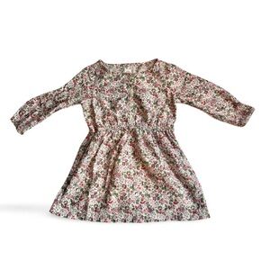 Baby GAP Long Sleeve Scoop Neck White Pink Green Floral Dress Size 3T GUC